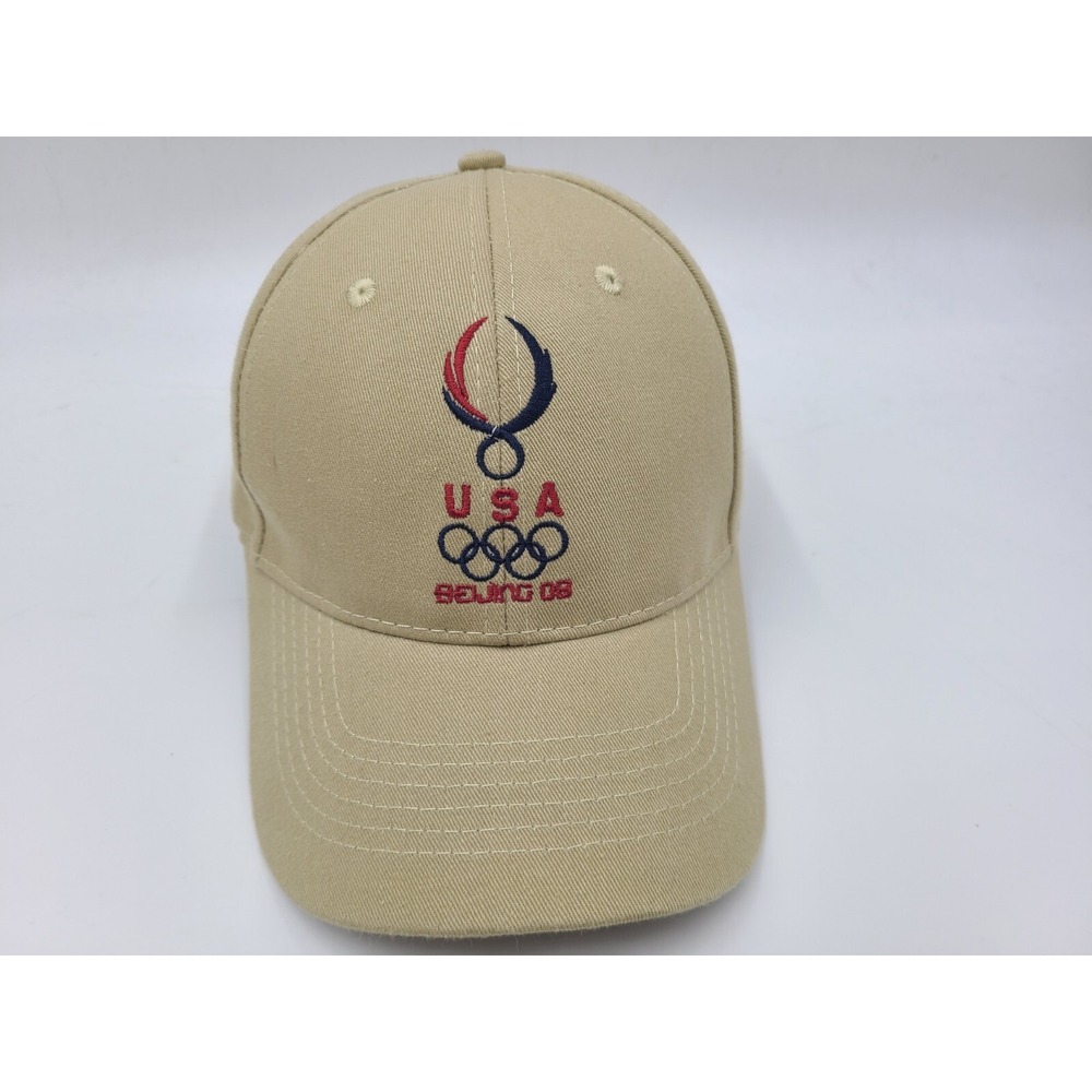 2008 Beijing Olympics USA Adjustable Hat Cap American Flag US Men Women Beige